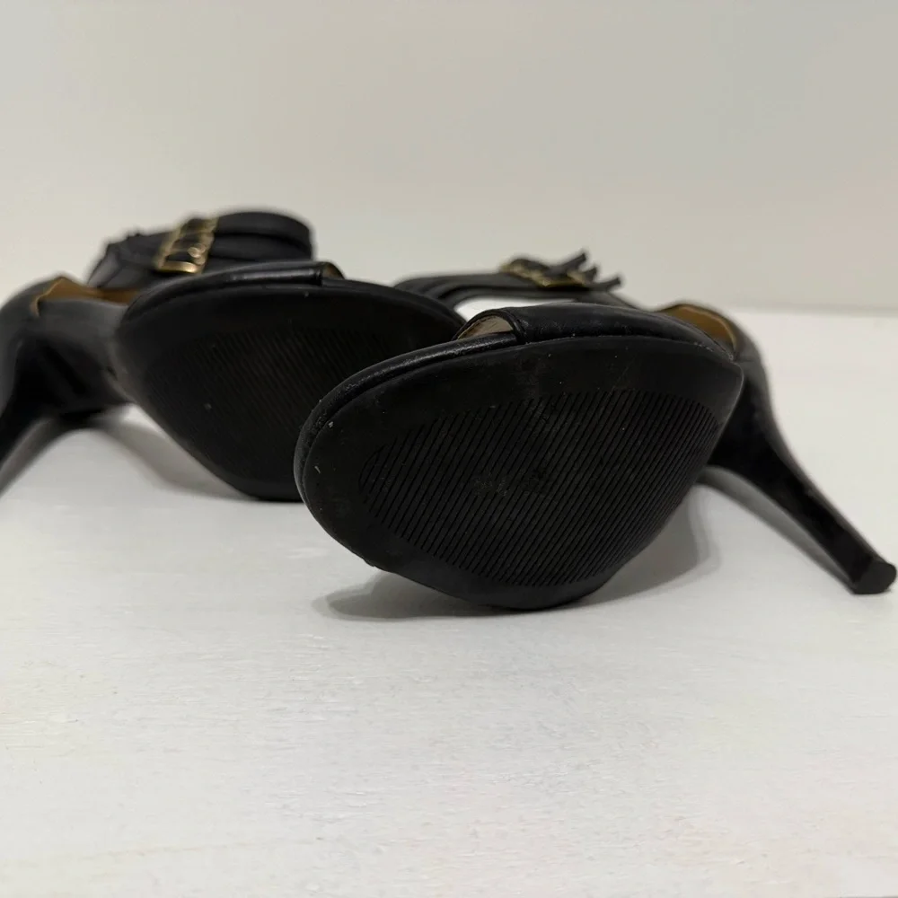 Shoe Republic LA Black and Gold Strappy Heels - Picture 4 of 5